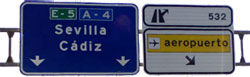 Indicative panels Seville airport motorway
