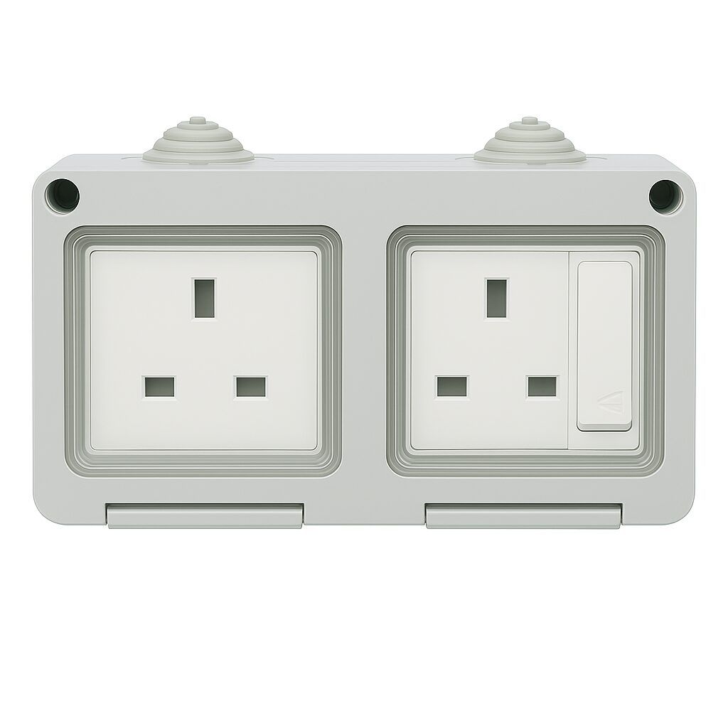 MK 13A Waterproof Double Socket Switch