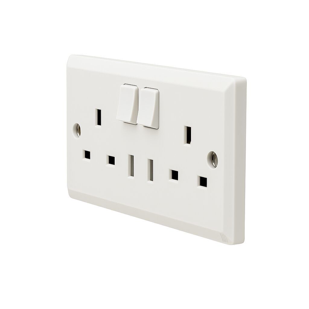 ABB 2 Gang 13Amp Switch Socket Double Pole with USB, Inora BL262, White - View 2