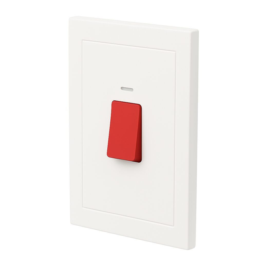 ABB 1 Gang 45Amp Double Pole Switch with Neon Light - Inora BL143, White