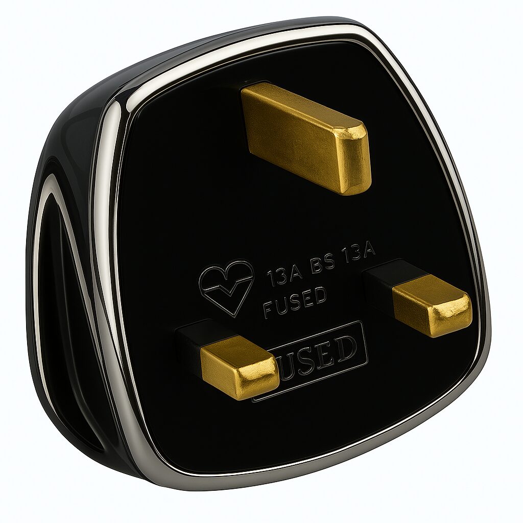 RR Black Fused 13A Plug Top UK 3Pin British Plug Connector Cord Adapter Electrical Plug Socket Mains Top