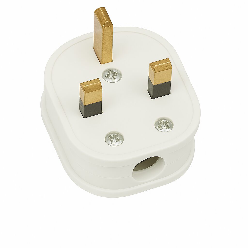 RR Fused 13A Plug Top UK 3Pin British Connector Cord - White - View 2