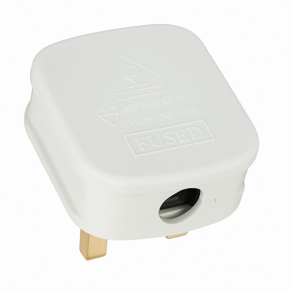 RR Fused 13A Plug Top UK 3Pin British Connector Cord - White - View 3