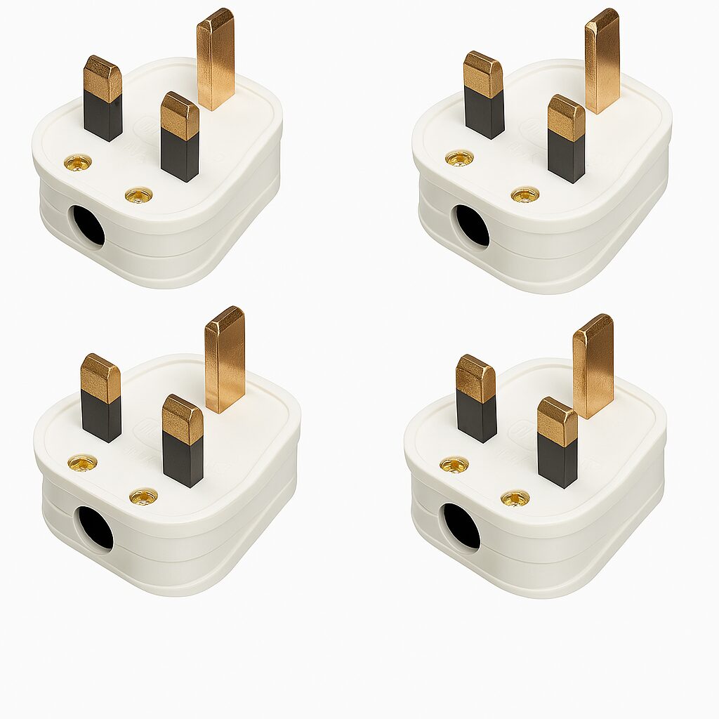 Pack of 4 13A Top Plug 3 Pin Fused - White - View 4