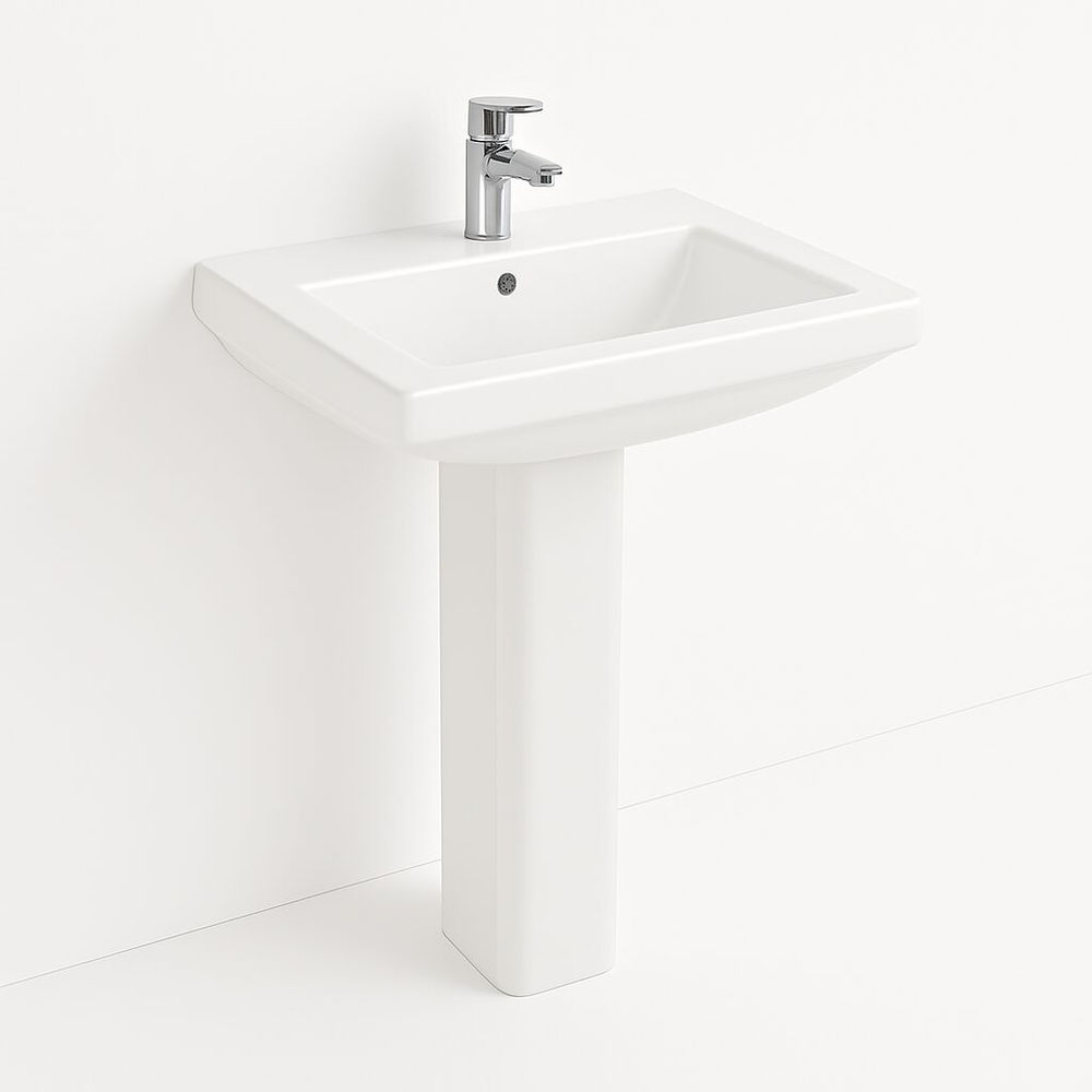 Milano Wash Basin with Pedestal - White 469 140500200707 UAE