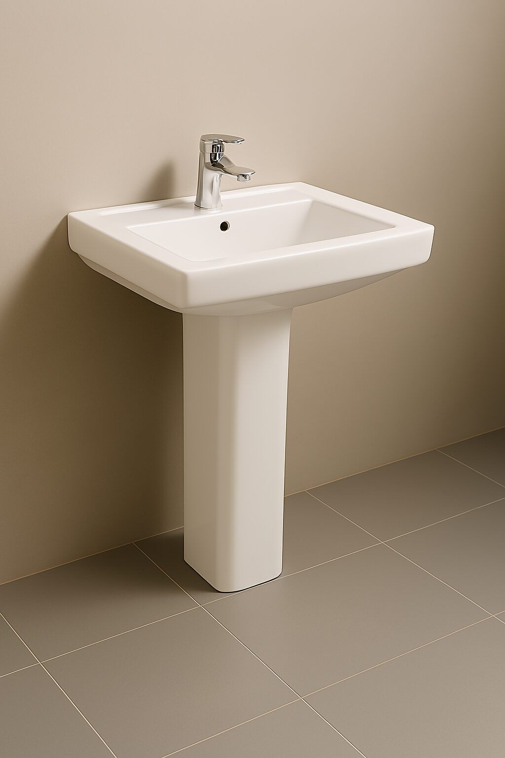 Milano Wash Basin with Pedestal - White 469 140500200707 - View 2