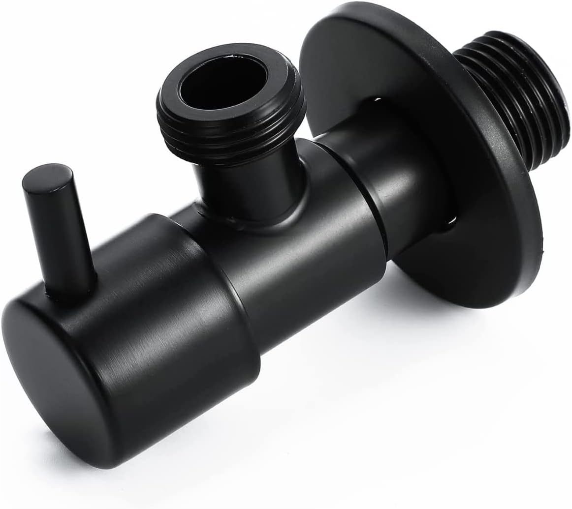 Royal Apex Angle Stop Valve 1/2 Inch x 1/2 Inch Matte Black Shut Off Water Control Single Handle Shower Triangle for Bathroom Toilet Bidet