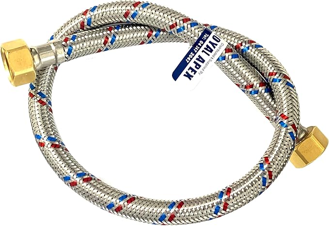 Biella Stainless Steel Flexible Hose Pipe - Ss Mesh Braided With 1/2" Brass Female to Female Threaded Nut | Water Heater Hose (60CM 1PCS)