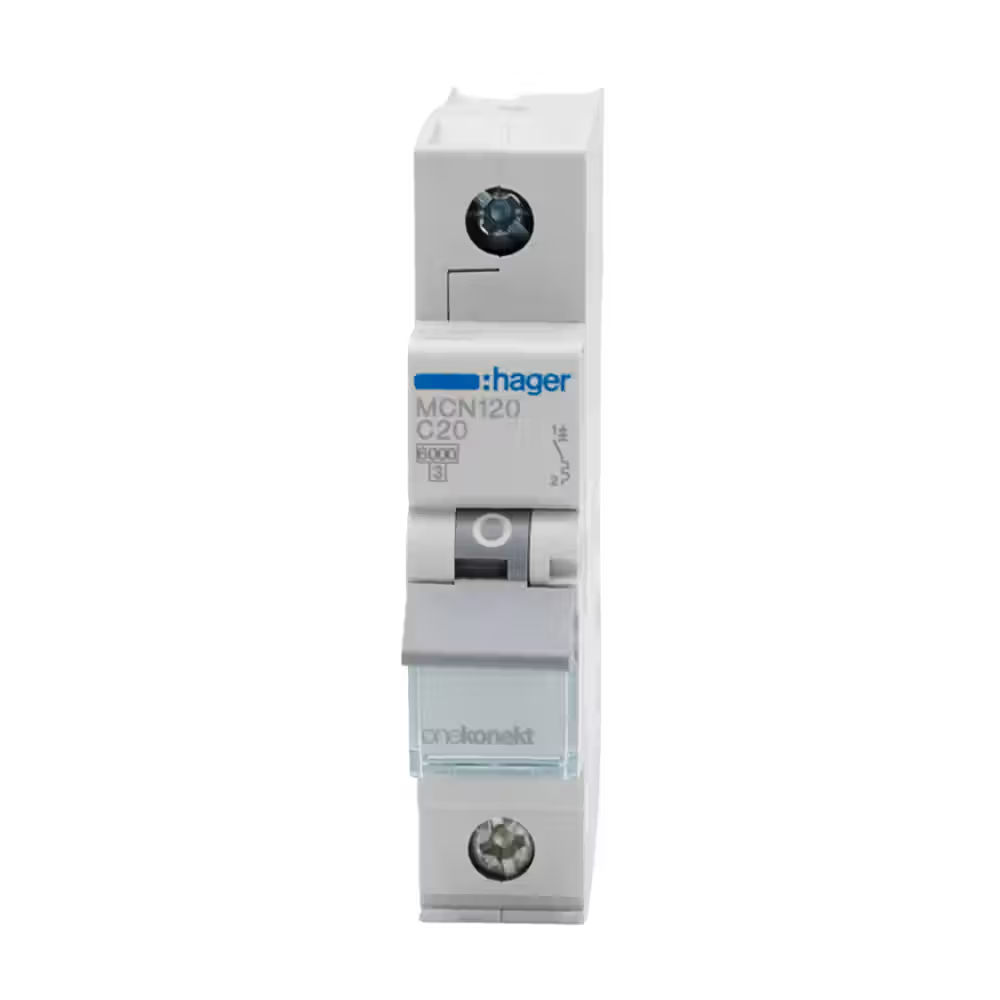 Hager 20A 1Pole 6Ka Miniature Circuit Breaker (MCB)