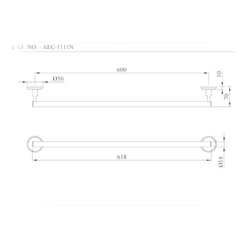 Essco Jaquar- 600 mm Tower Rail - Chrome - View 2