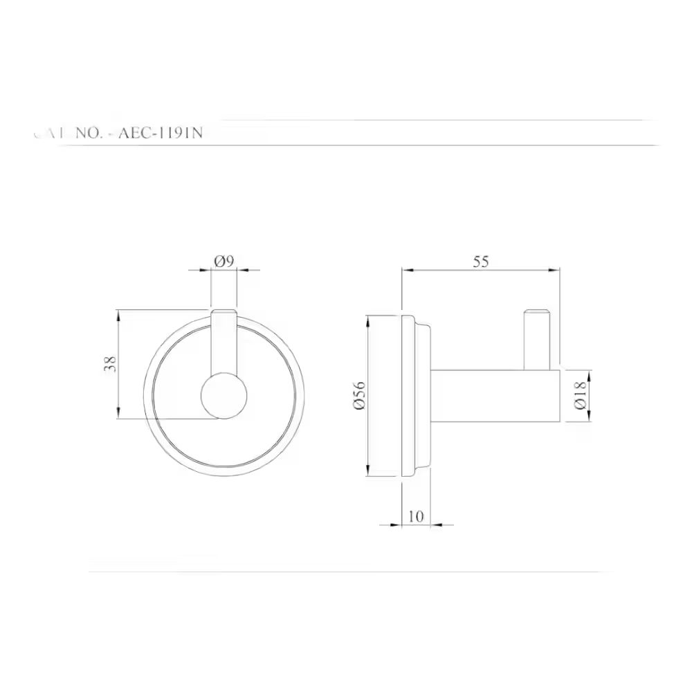 Essco Jaquar Single Robe Hook - Chrome - View 2