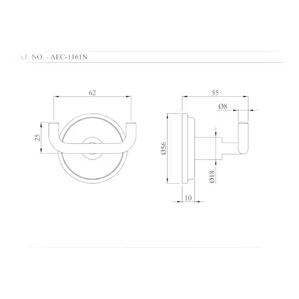 Essco Jaquar  Double Robe Hook - Chrome - View 2