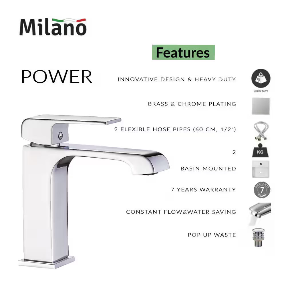 Milano Power- Wash Basin Mixer - View 7