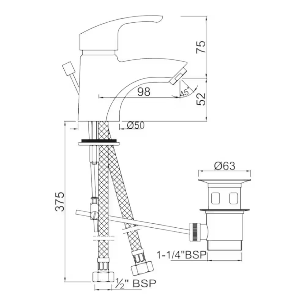 Jaquar- Single Lever Basin Mixer with Popup Waste - Chrome - View 2