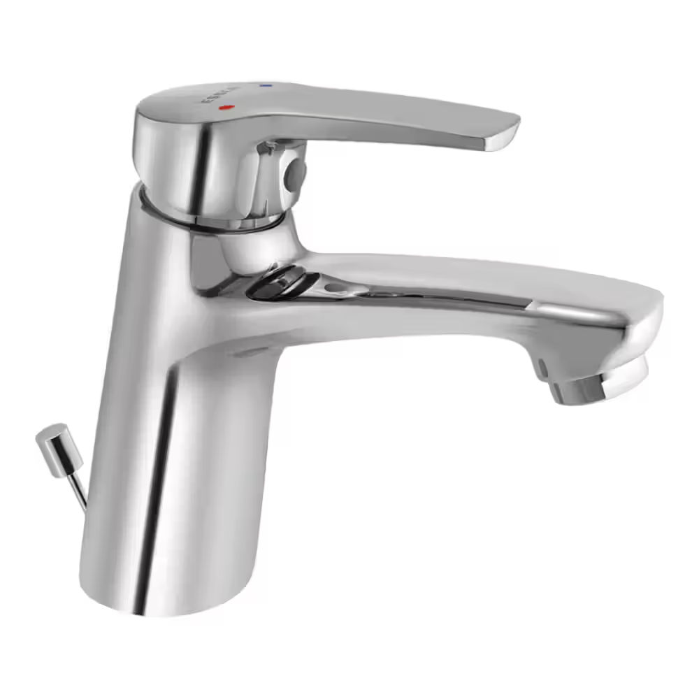 Essco Jaquar - 375 mm Long Braided Hoses & Single Lever Basin Mixer with Popup Waste - Chrome
