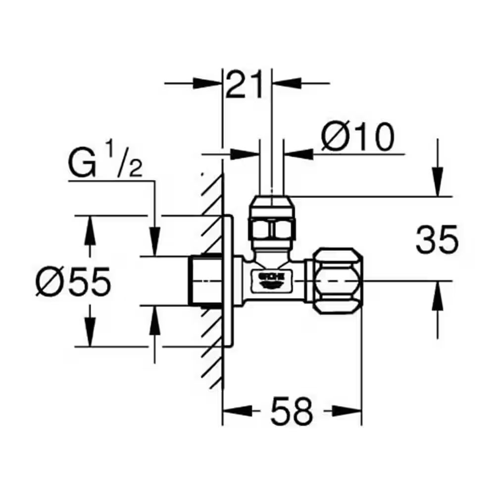 Grohe 1/2 x 3/8" Angle Valve with Spindle Shut off - View 3