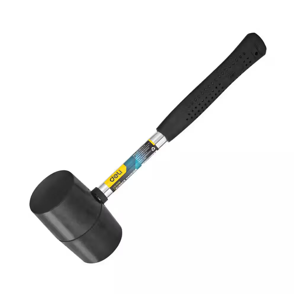 Deli -– 450g Rubber Hammer with Steel & Rubber Handle - View 2