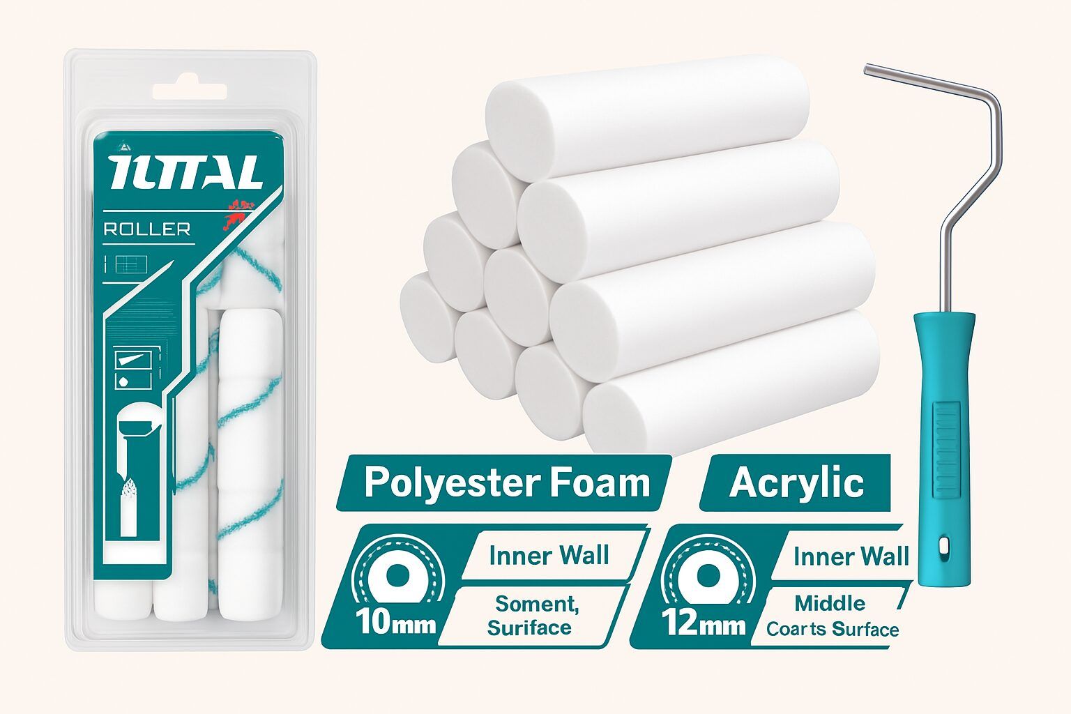 Total  4 Inch Mini Roller Cylinder Brush - THT85046 - View 2