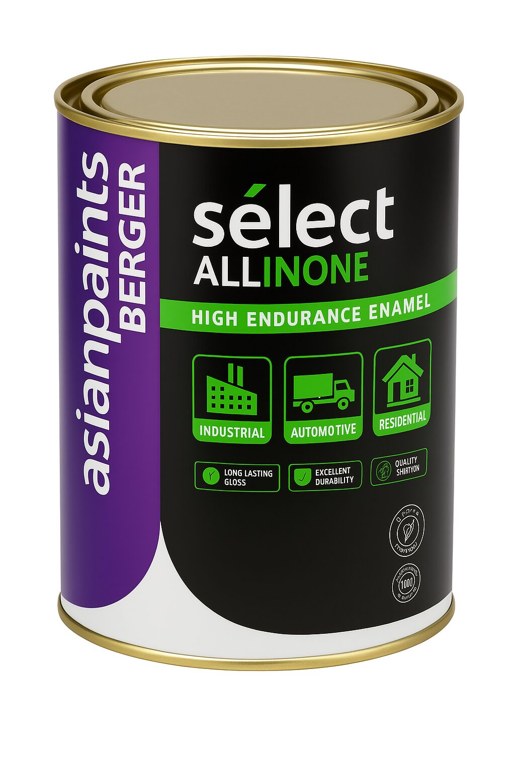 Asian Paints Berger Select All In One Enamel 900ml - Black.