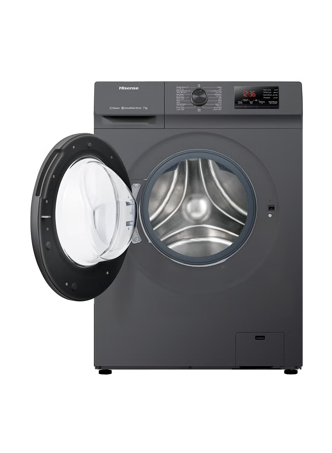 7Kg Front Loading Washing Machine, 1200RPM, 15 Wash Programs, Steam Wash, Quick Wash, Drum Clean, Delay End, Self-Diagnostic fault Finding, 7 kg WFVB7012MT Titanium - View 7