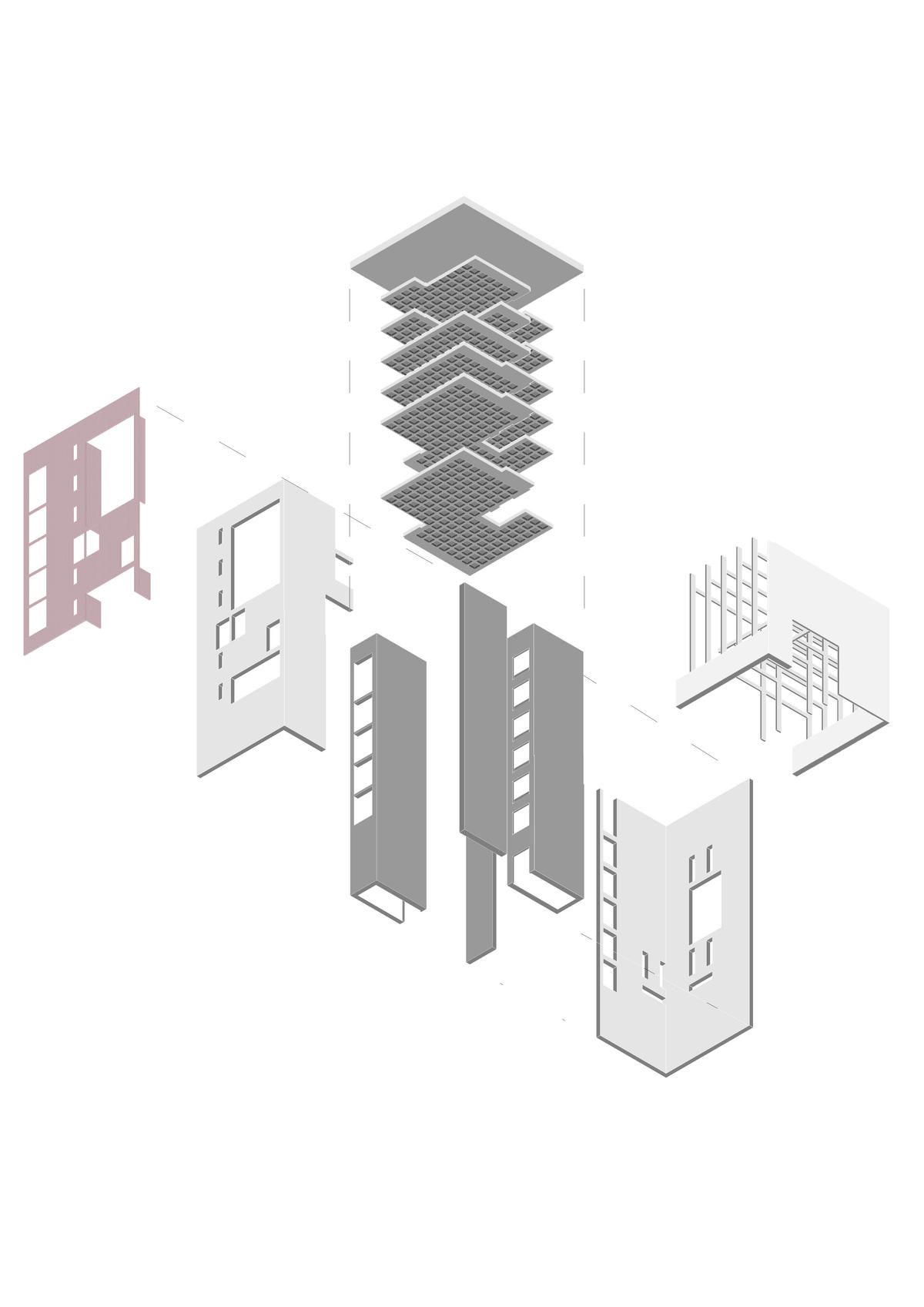 Exploded Axonometric of simple structure and layers