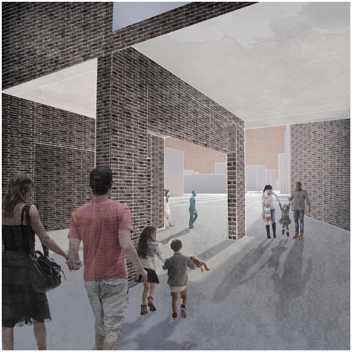 View through the gateway towards the historical centre.