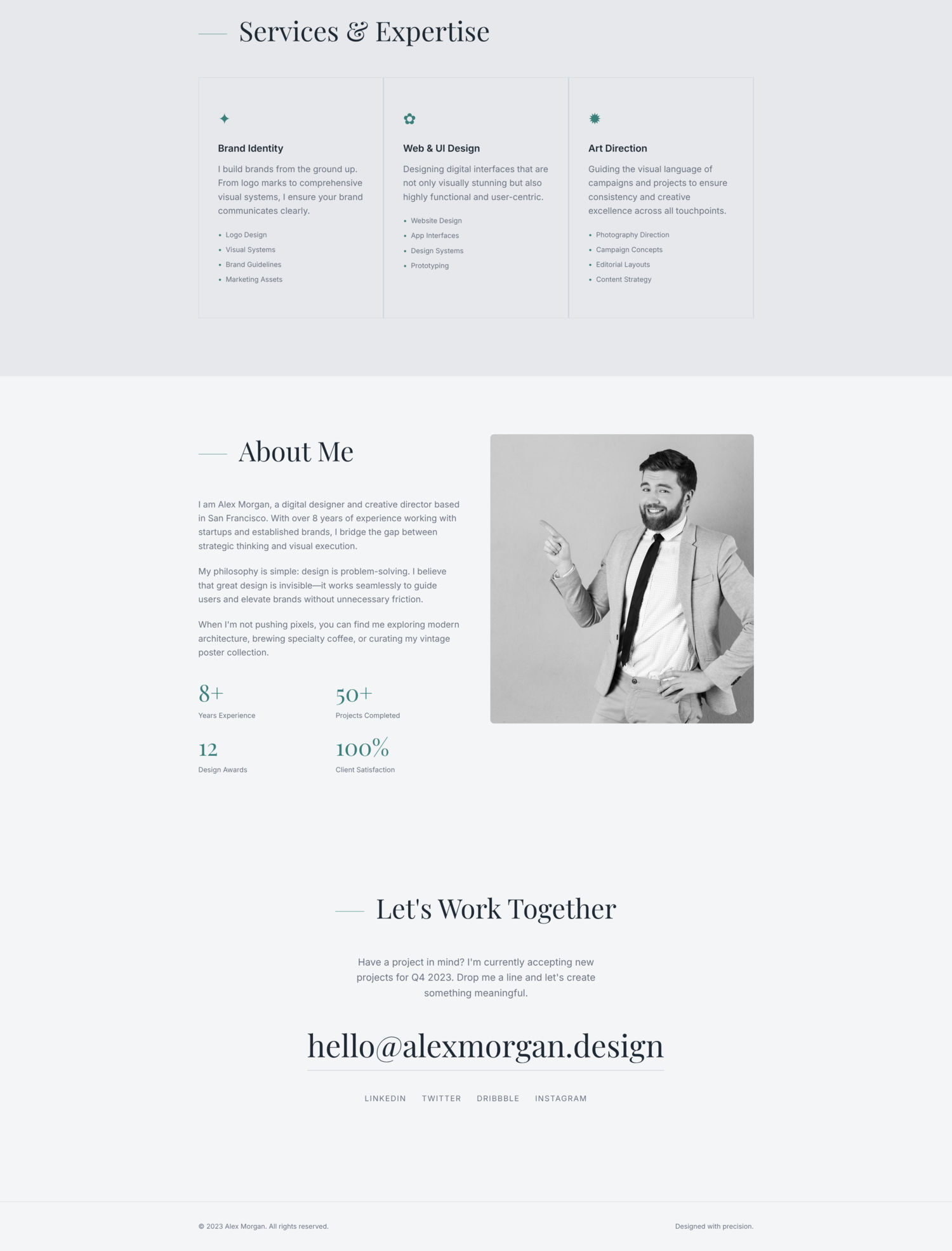 Alex Morgan Portfolio Template – Designer & Freelancer UI