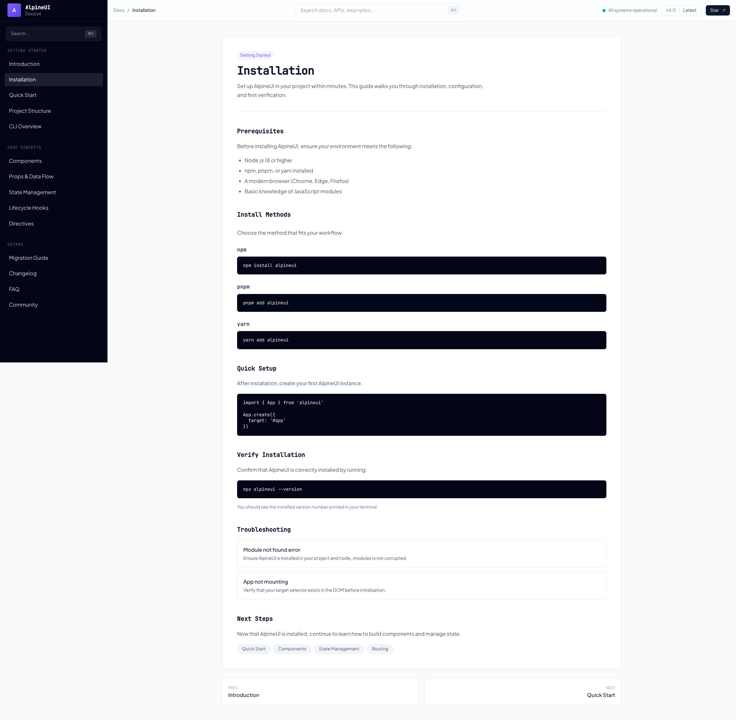 Alpine UI – Free Component Documentation HTML Template | Tailwind CSS