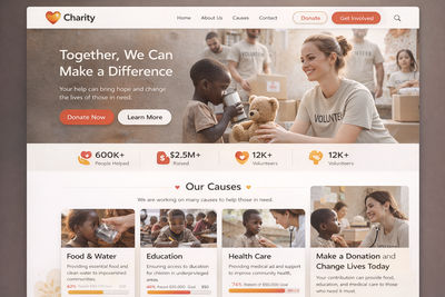 charity organization web ppage design by freecodelibraries