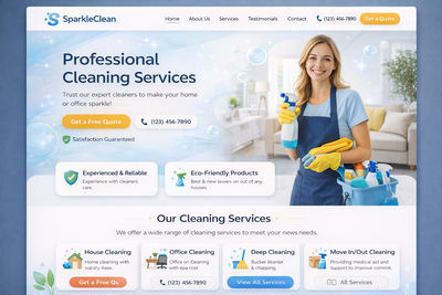 cleaning website landing page design