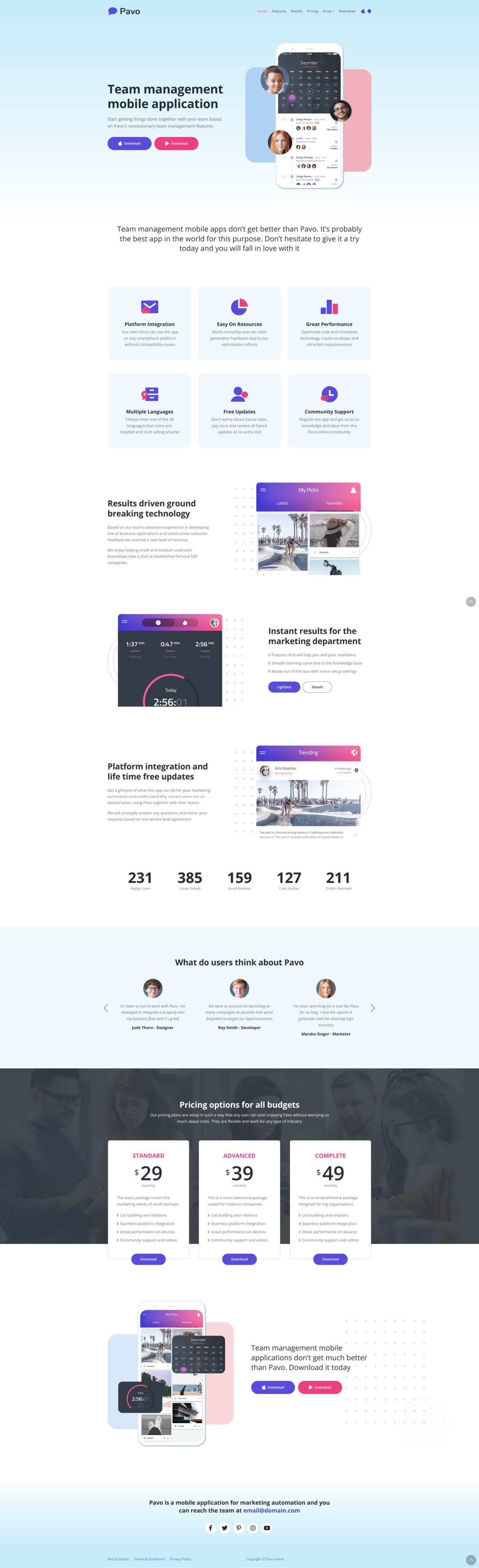 Pavo – Multi Page Tailwind CSS Website Template | Free Download