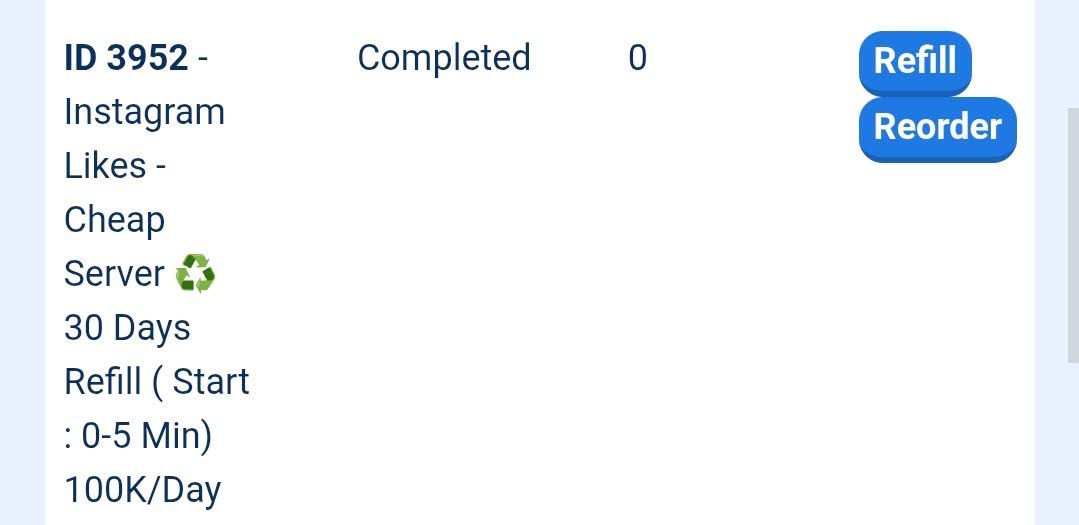 Order refill button in SMM panel