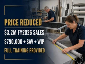 PRICE REDUCED – $3.2M REVENUE BLIND, SCREEN & AWNING MANUFACTURER | TRAINING PROVIDED