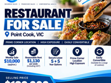 Restaurant for Sale | Prime Corner Location | High Exposure | Easily Convertible – Point Cook
