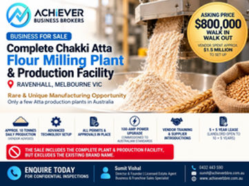 Rare Opportunity – Fully Established Chakki Atta Flour Milling Plant for Sale | Ravenhall, Melbourne