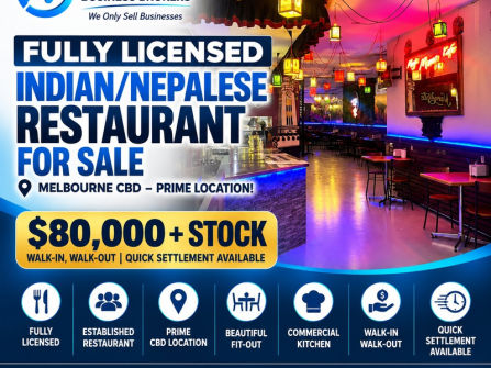 Fully Licensed Indian/Nepalese Restaurant for Sale – Melbourne CBD – Prime Location!