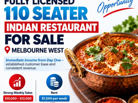 FULLY LICENSED 110 SEATER INDIAN RESTAURANT FOR SALE - MELBOURNE WEST