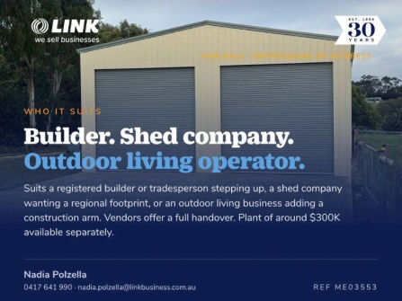 Registered Shed Construction Business, $3.1M Revenue