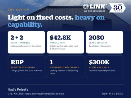 Registered Shed Construction Business, $3.1M Revenue