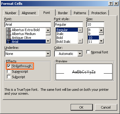 excel 2011 for mac shortcut for font strikethrough