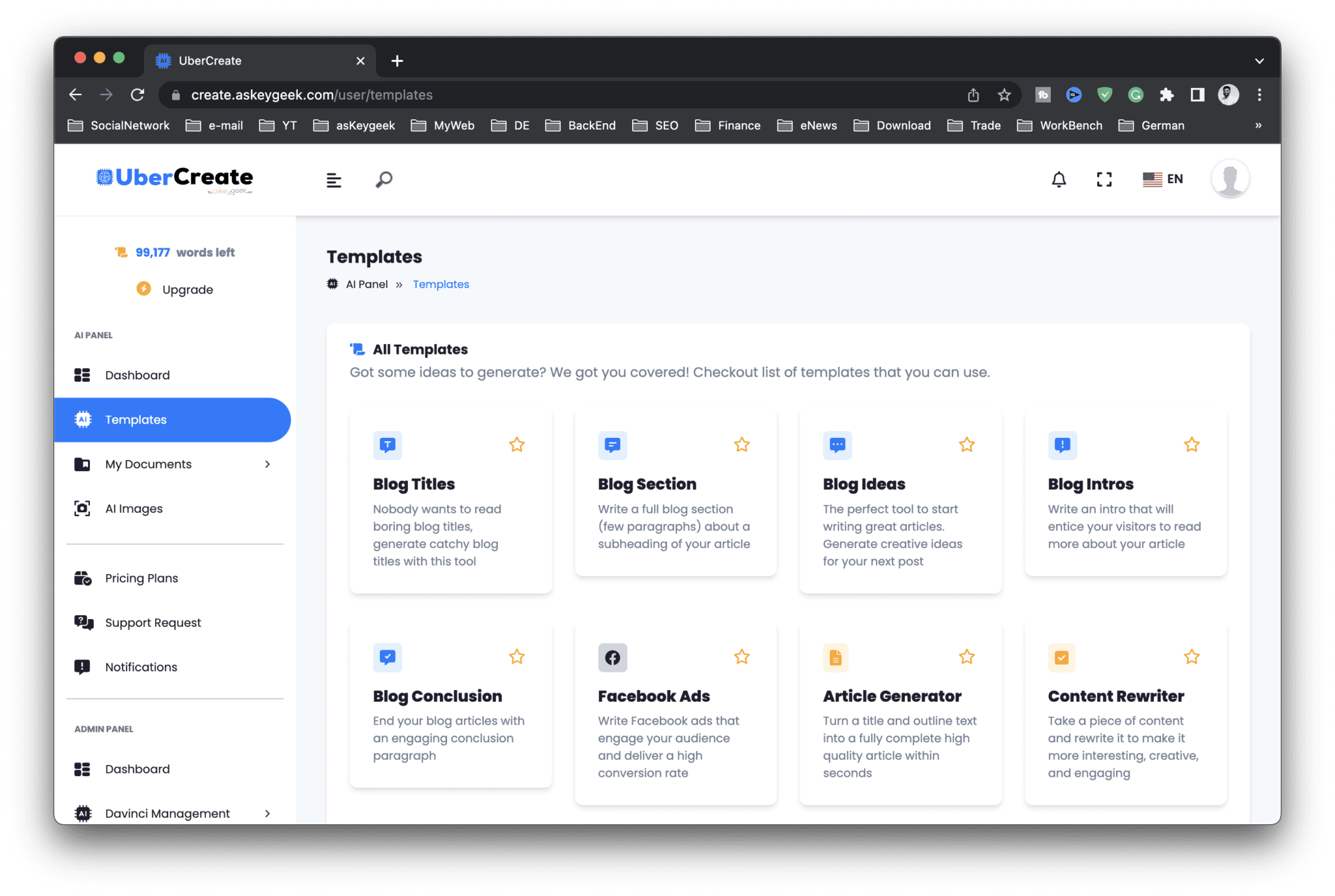 Ubercreate ultimate ai writer ai image generator