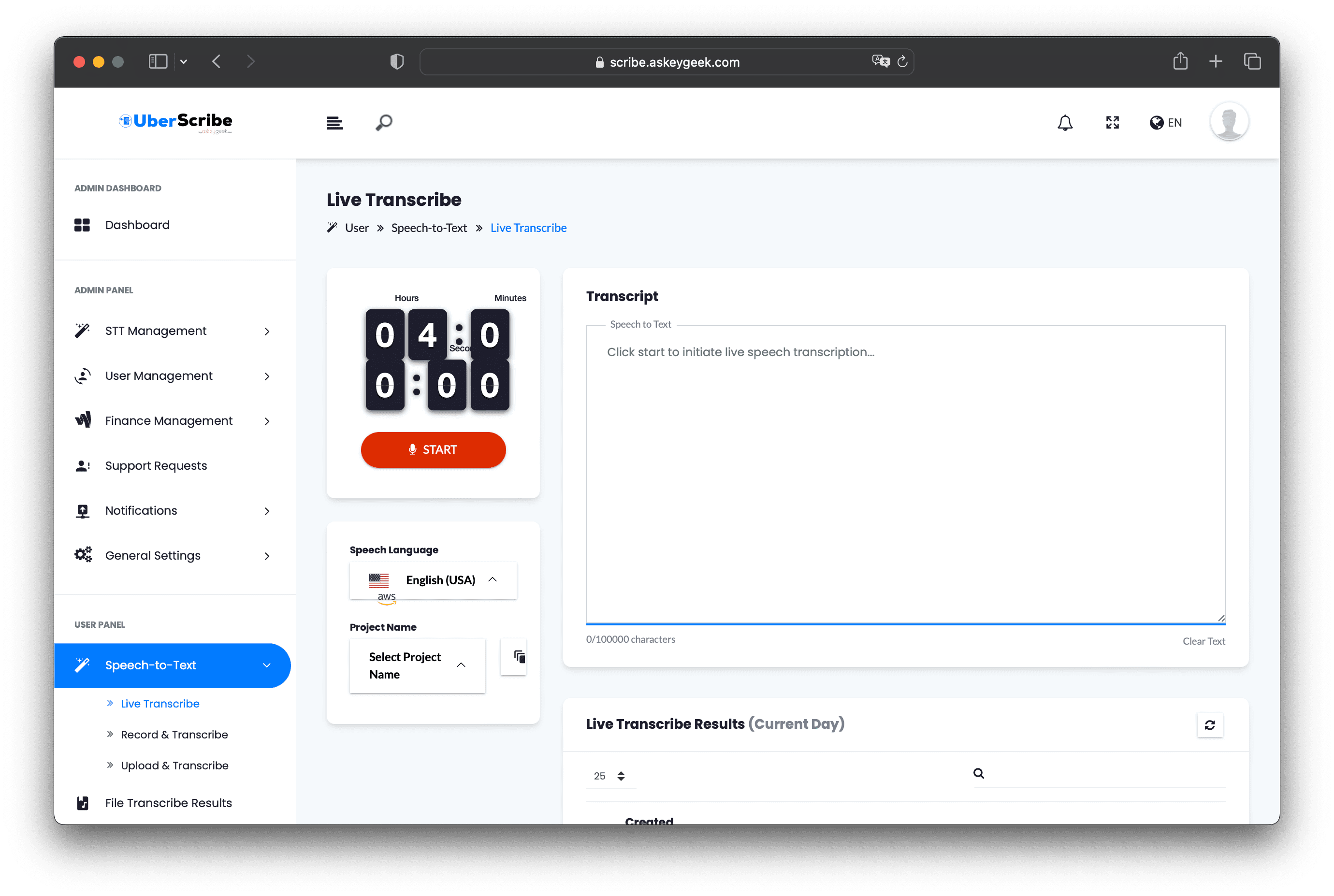 Speech To Text Live Transcribe