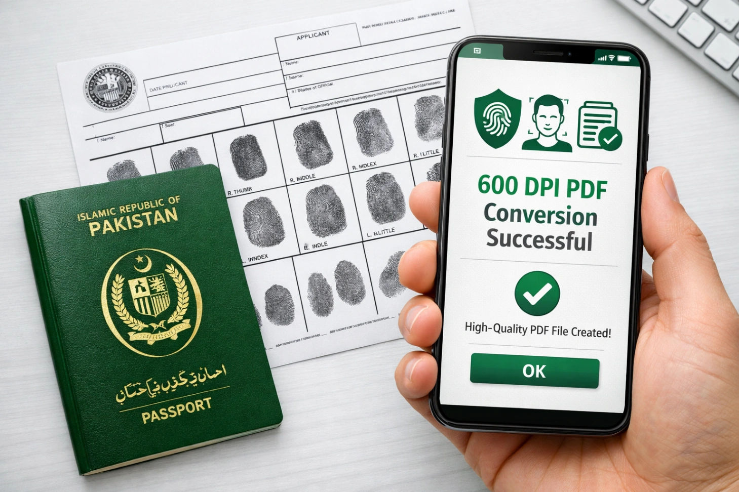 Convert Fingerprint Form to 600 DPI PDF for NADRA Online