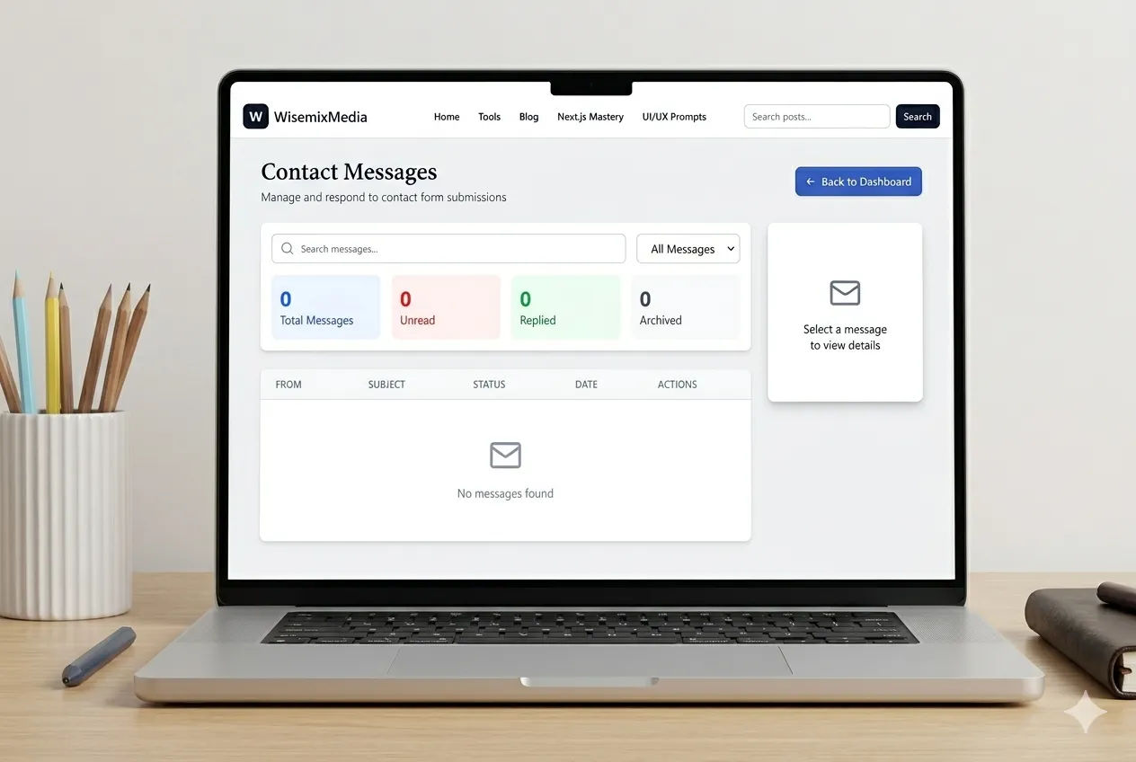 AI-Powered Admin Dashboards: 1-Click Prompts for Contact Message Next js Tailwind css wisemixmedia
