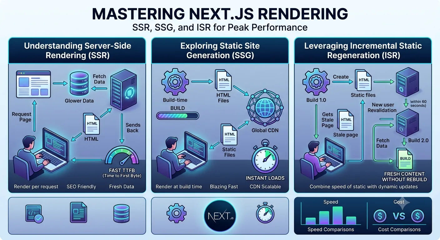 Mastering Next.js Rendering: SSR, SSG, and ISR for Peak Performance