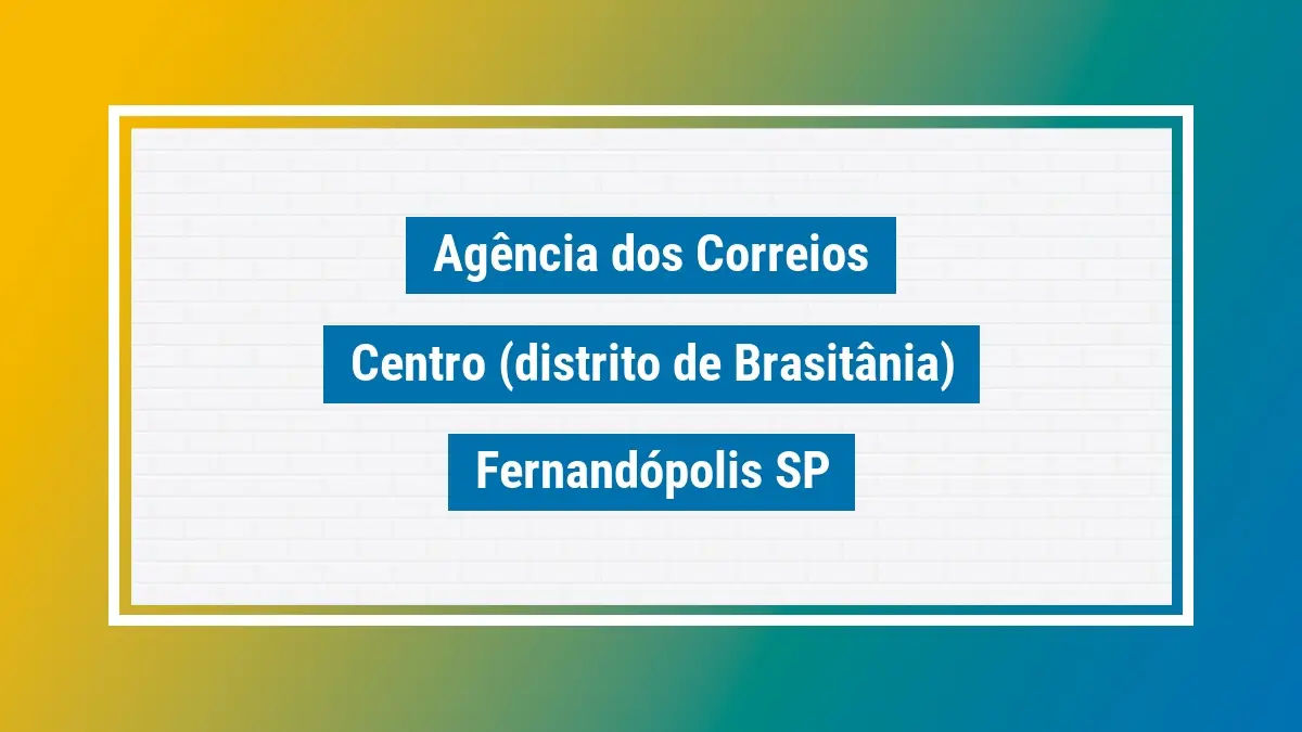 Imagem ilustrativa agência dos correios centro (distrito de brasitânia) fernandópolis sp