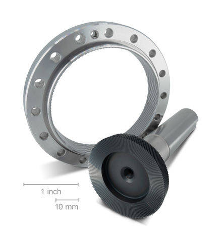 Example 1—Conical, a solid-carbide tool with AlCroNite Pro coating for power skiving of strain wave gears in robotic drives. Cutting time is just 0.6 min—much faster than conventional shaping