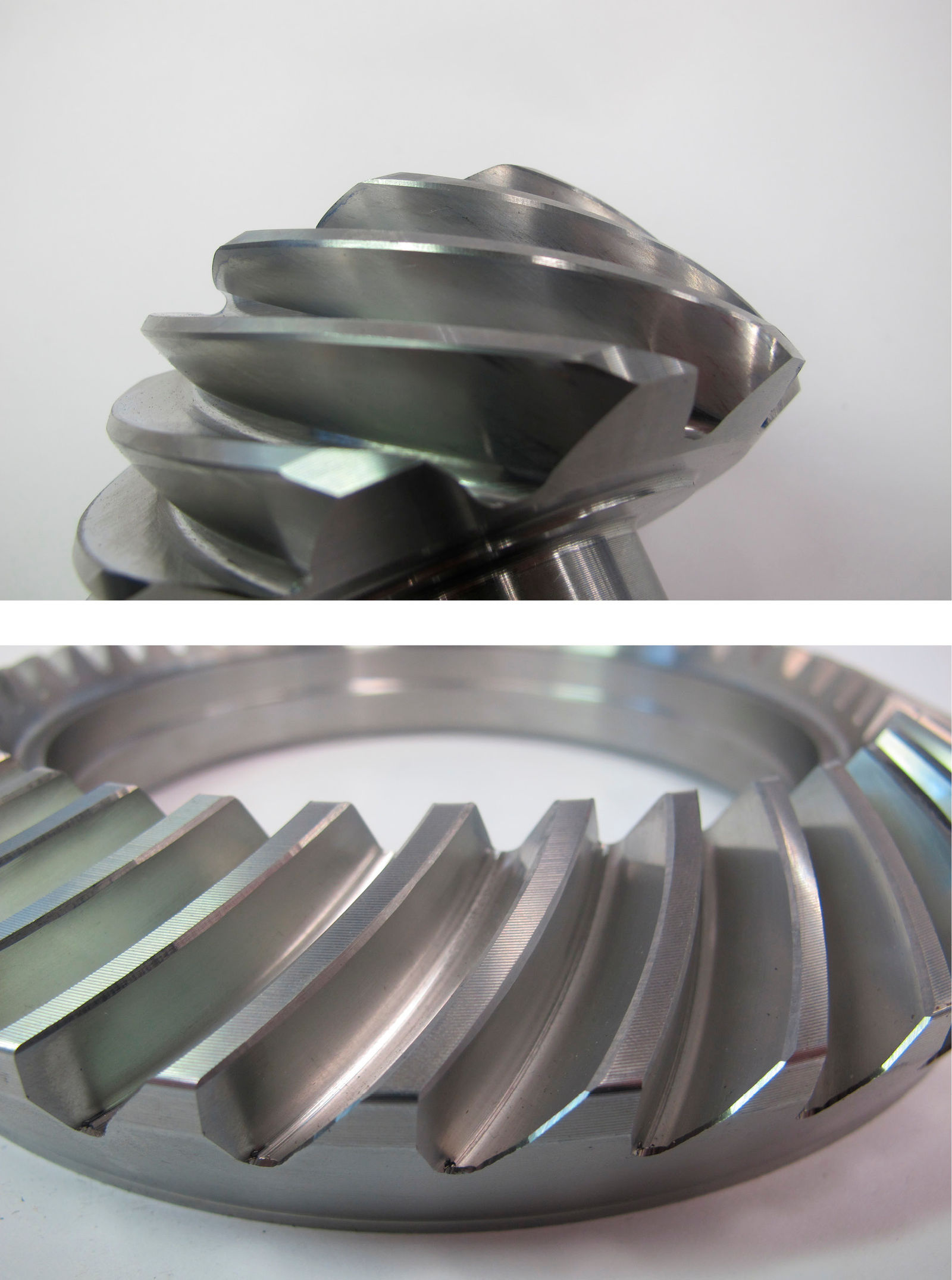 Figure 3—Topland chamfer on a pinion (top), and on a gear (bottom).