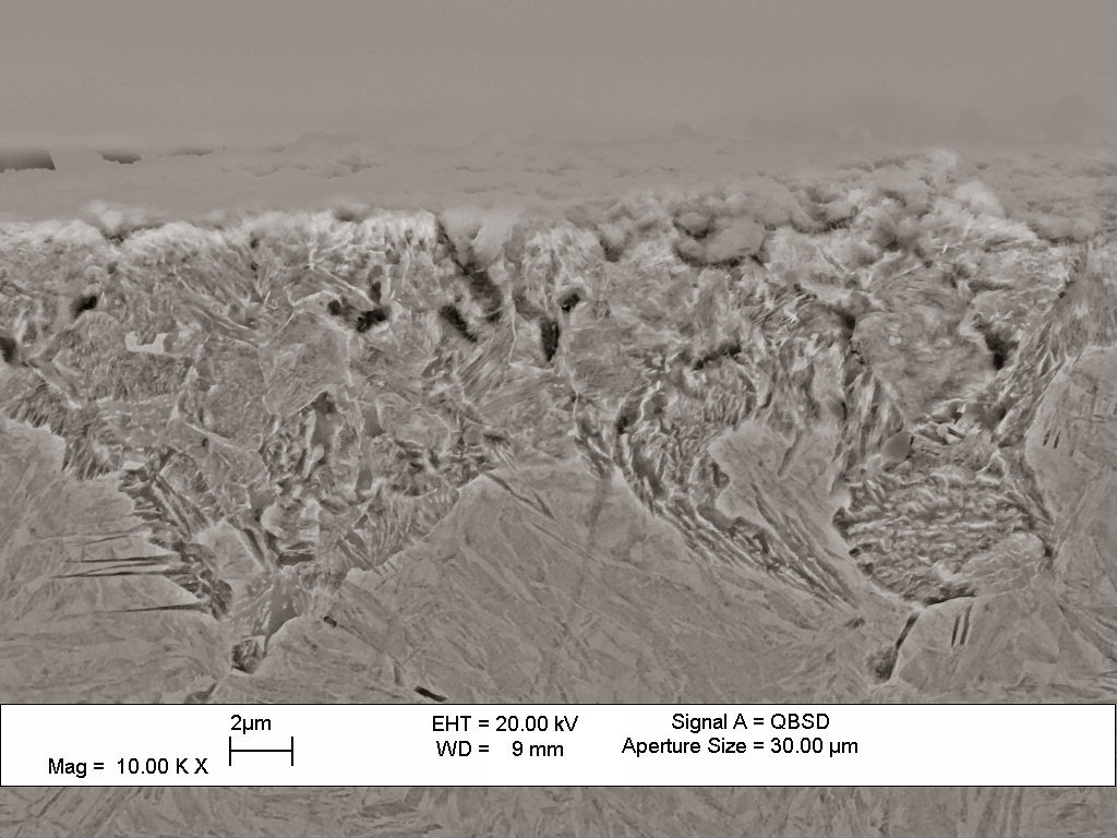 Figure 1—Surface oxidation of 20MnCr5 after case carburizing. (All images: Ovako)