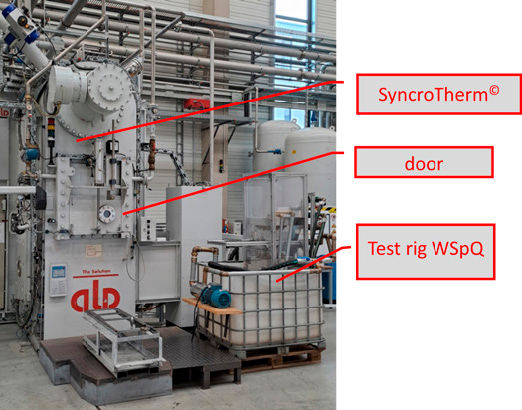 Figure 1—Vacuum furnace (SyncroTherm) and test rig for WSpQ.